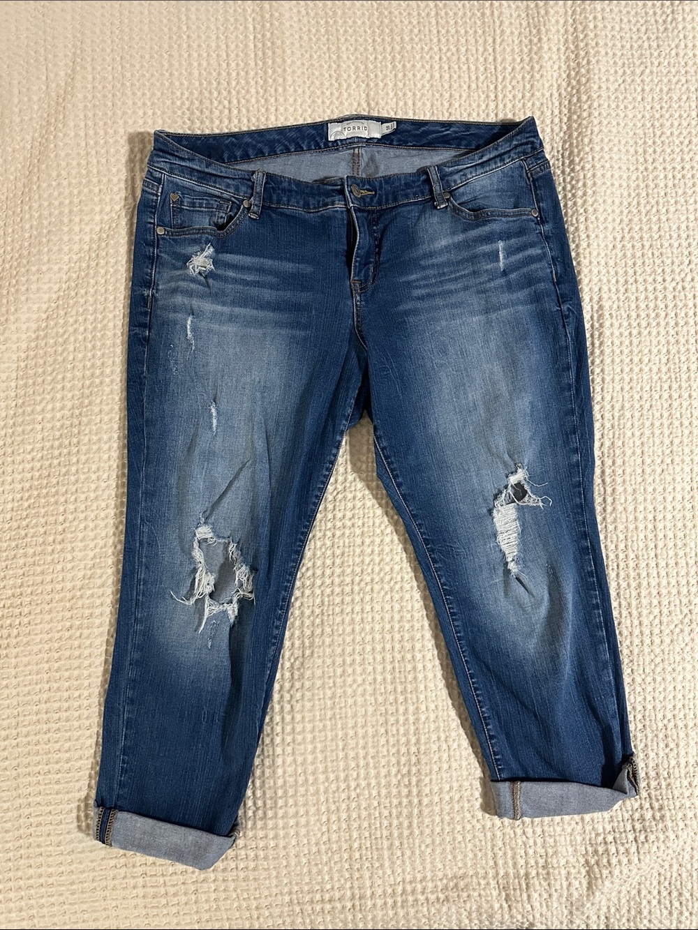 torrid Dark Blue Distressed Boyfriend Jeans